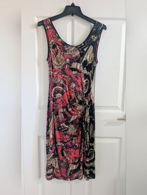 NIC+ZOE Sleeveless Pink Black Abstract Floral Geometric Print Tie-Waist Dress XS